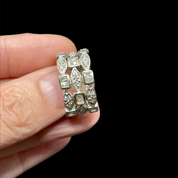 Sterling & cz triple deco ring - Picture 5 of 5